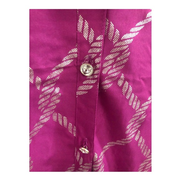 Pink & silver metallic puffy sleeve button down regal hi low dress size 1X new - Picture 9 of 17